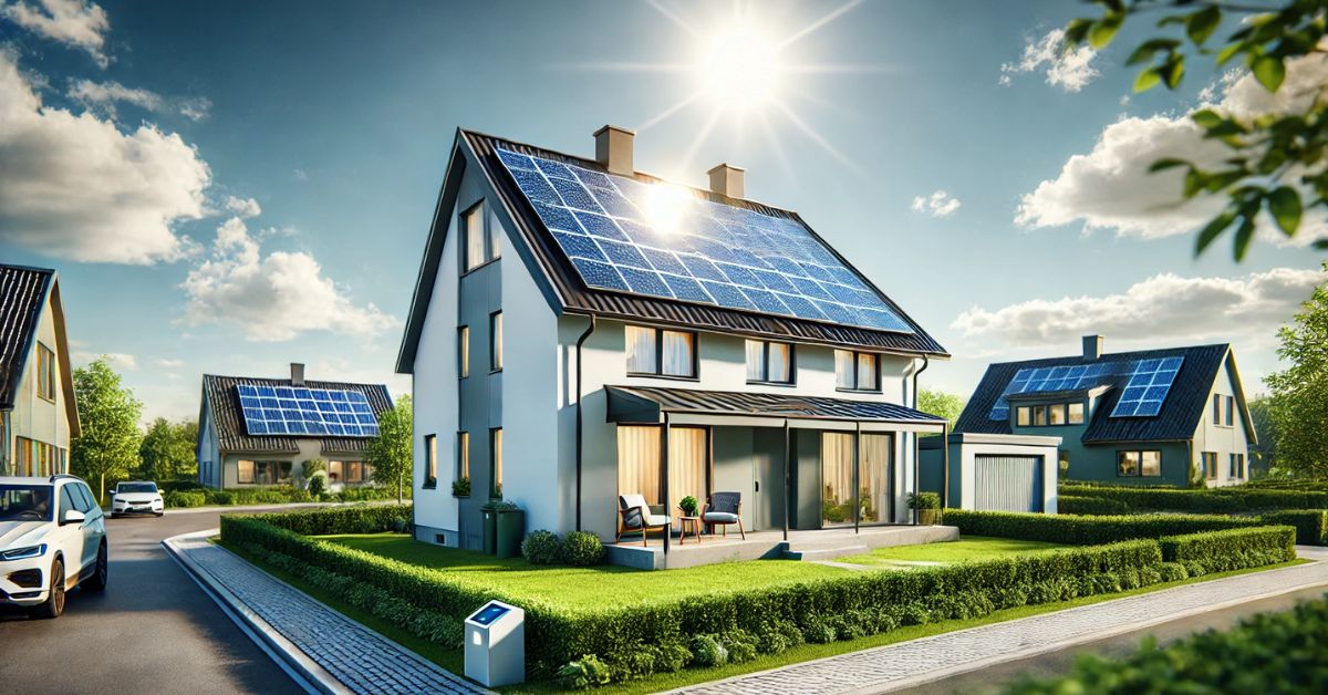 Hus med solcelleanlæg